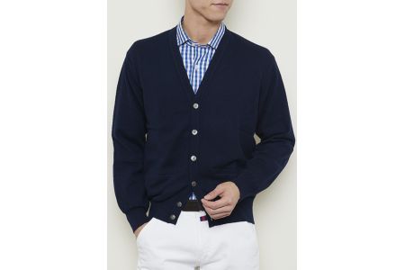 日本製 カシミヤ100% カーディガン ネイビー Sサイズ [2528]