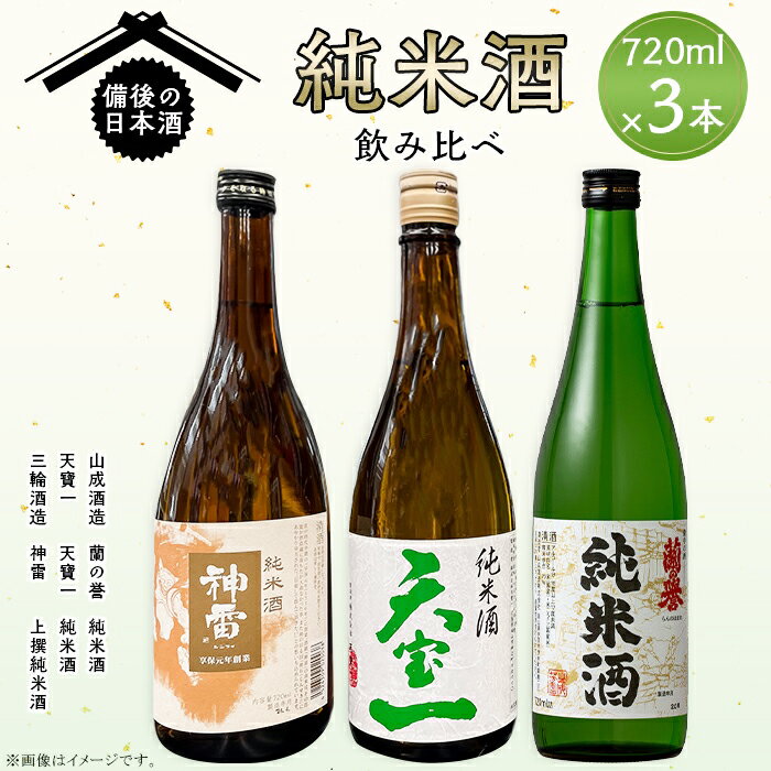 【ふるさと納税】【びんご圏域連携】備後の日本酒『純米酒』飲み比べセット［No.1035］／ お酒 アルコール 神雷 天寶一 蘭の誉 贈り物 セット 送料無料 広島県