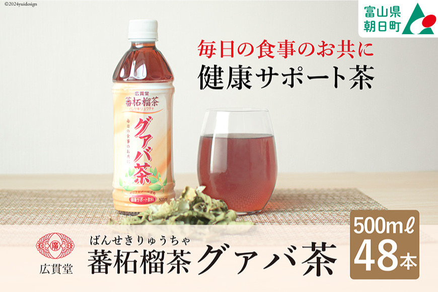 
            お茶 グァバ茶 500ml 24本 × 2ケース 計48本 [広貫堂 富山県 朝日町 34310388] グアバ ノンカフェイン カロリーゼロ 健康茶 ケース 箱 まとめ買い リピート 黒部名水 48本 500ml
          