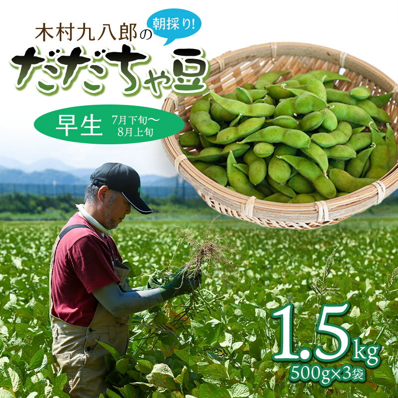 【ふるさと納税】【令和7年産先行予約】木村九八郎の朝採り！新鮮！だだちゃ豆 早生 1.5kg（500g×3袋） 枝豆 2025年 K-729