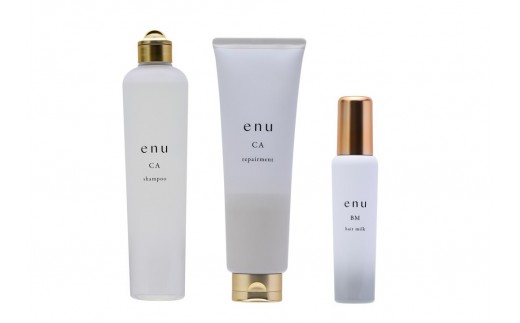 
            中野製薬 enu エヌ 3点セット シャンプー CA 300ml／リペアメント CA 250g／ヘアミルク BM 100ml
          