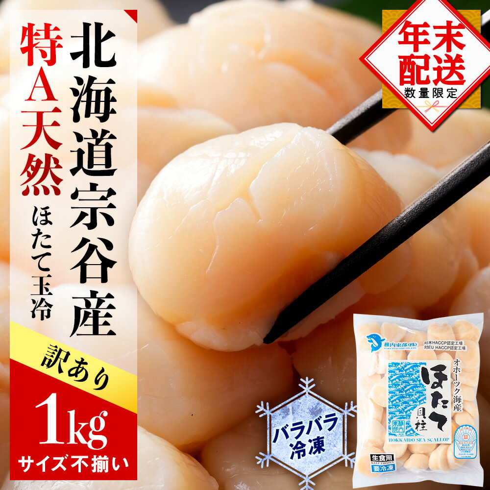 【ふるさと納税】☆12月発送＊先行予約☆ 宗谷産 天然生食用 ほたて貝柱 1kg (特A無選別) ほたて ホタテ 帆立 貝柱 貝 刺身 生食 海鮮 海産物 北海道ふるさと納税 稚内 ふるさと納税 北海道 【配送不可地域：離島・沖縄県】