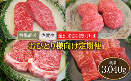 【全8回】佐賀牛 お一人様向け 定期便 /牛肉 お肉 肉 ハンバーグ ステーキ 焼肉 国産 九州 [IAH175]