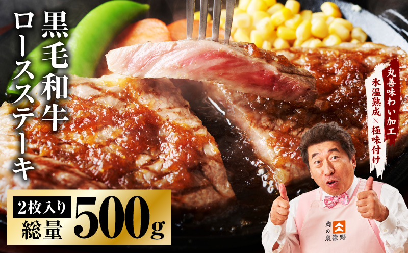 黒毛和牛 ロースステーキ 2枚 総量 500g【氷温熟成×極味付け 国産 牛肉 経産牛 すてーき 訳あり サイズ不揃い】 【大阪 泉佐野 大阪府 泉佐野市】
