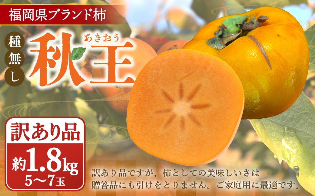 
                  【訳あり品】 福岡県ブランド柿 秋王 訳あり品 5～7玉 約1.8kg 種無し 【2026年11月上旬～12月上旬発送予定】  柿 かき カキ 秋王  たね無し ブランド柿 甘柿 池尻農園
                