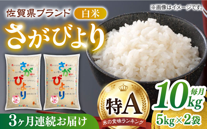 【ロマ佐賀】【全3回定期便】さがびより 白米 計30kg（5kg×2袋×3回）/ 精米 / 佐賀県 / 株式会社JA食糧さが [41ADAR006]