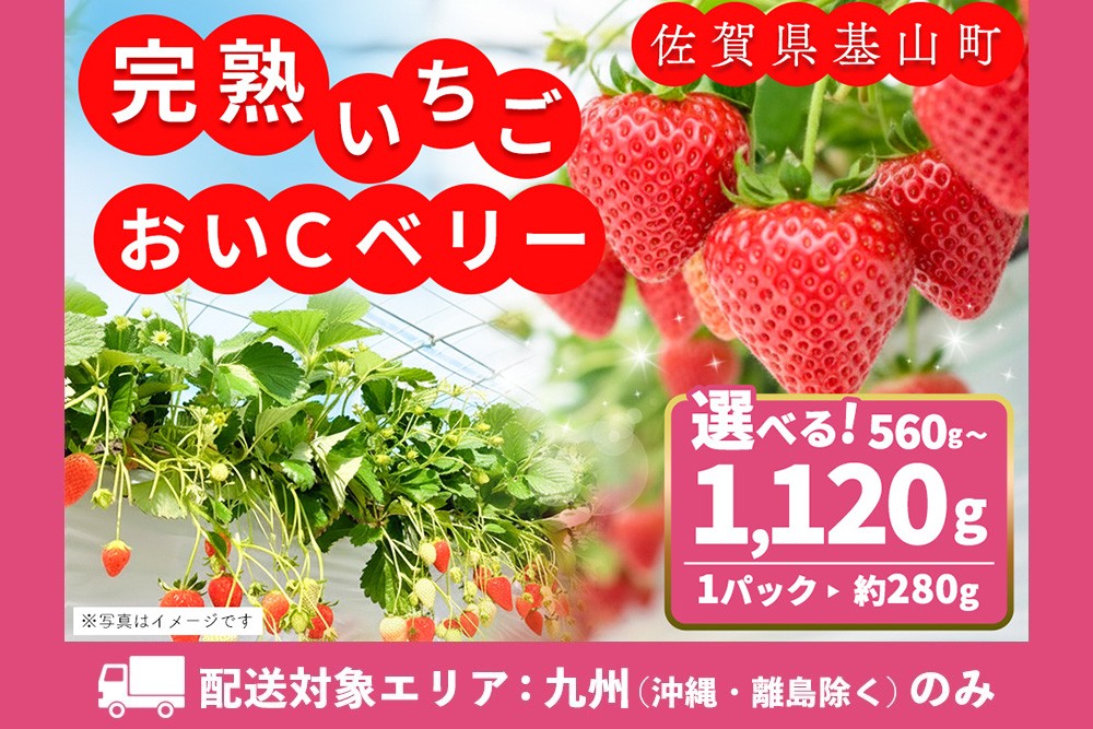 
                  【九州内配送】【農場直送いちご】内容量が選べるおいCベリー【約280g 2パック or 4パック ふるさと納税 基山町産 いちご イチゴ 朝採れ 完熟果 KBCテレビ「ふるさとwish」で紹介されました】K100P016
                