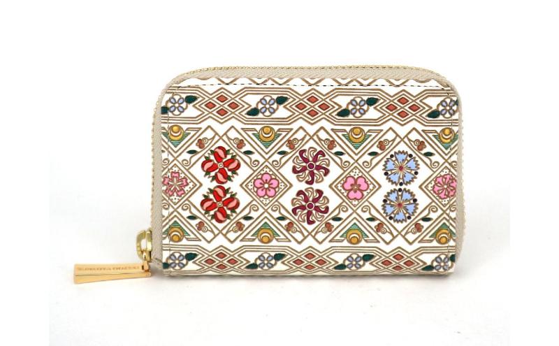 【文庫屋大関】ファスナー 小銭入れ 花菱【皮革工芸品】財布 牛革 コンパクト 東京