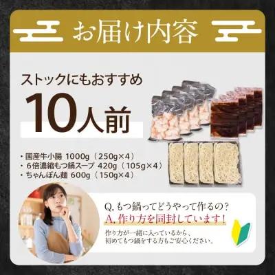Z86-16 博多特選もつ鍋（10人前)(4パック小分け)（醤油味） もつ鍋