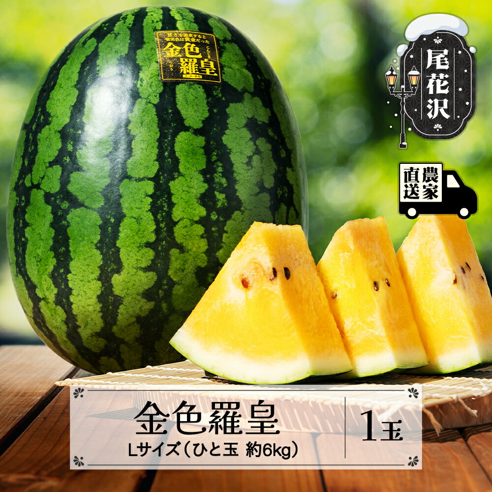 【ふるさと納税】先行予約 尾花沢産スイカ 金色羅皇 Lサイズ 約6kg×1玉 7月下旬~8月上旬頃発送 令和8年産 2026年産 山形 大玉 すいか 西瓜 果物 くだもの 数量限定 こんじきらおう 黄色 ゴールド 甘い 送料無料 観光物産 kb-sukr11※沖縄・離島への配送不可