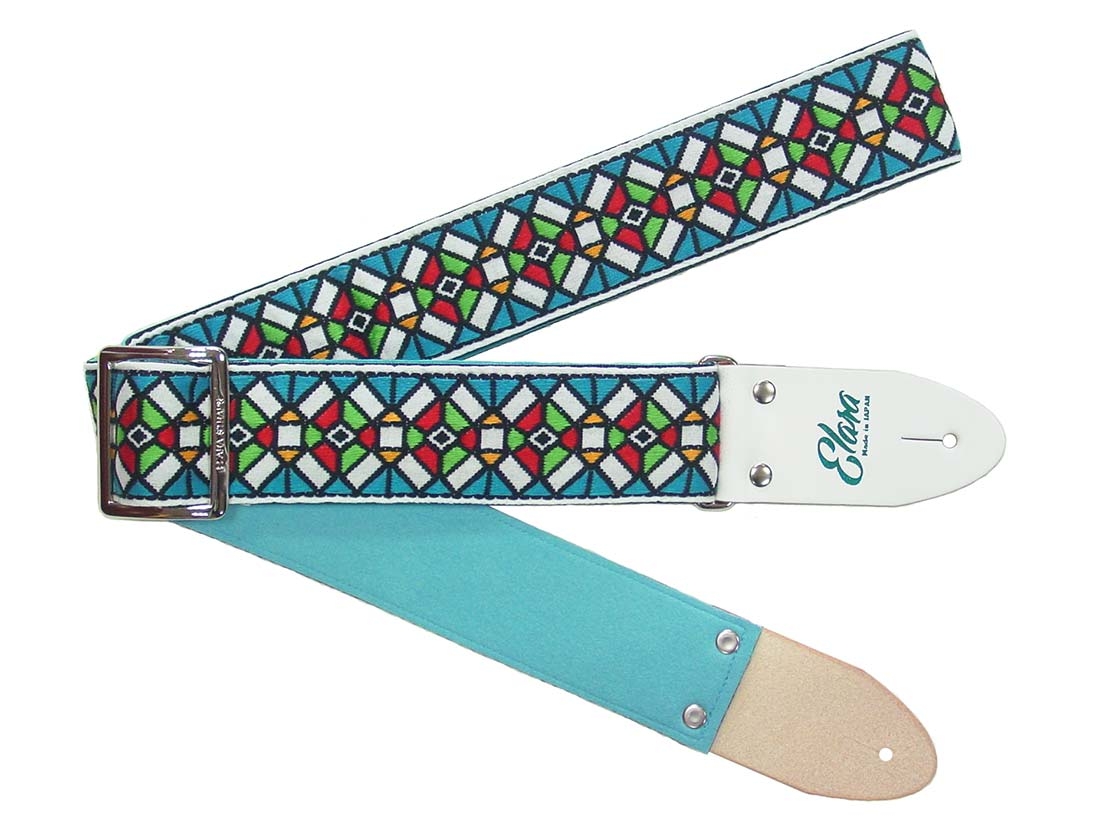 
                  【ギターストラップ】 Elara Straps Stained Glass Pacific Blue 郡上市 レザー 真鍮バックル ウルトラスエード プロ仕様 エレキ アコギ ベース Ksound 小林楽器店
                