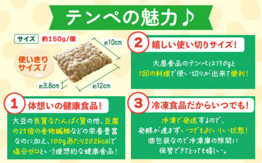 【3回定期便】長崎 てんぺ 150g×8個 / 国産大豆100％ インドネシア テンペ【大屋食品工業】 [OAB007]