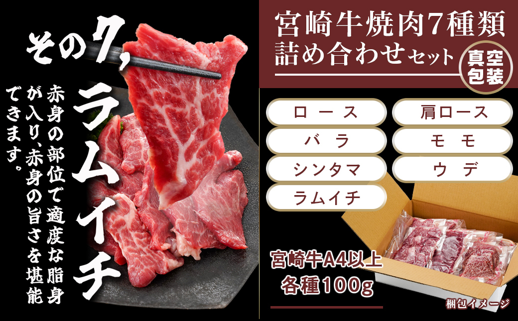 宮崎牛焼き肉7種類詰め合わせセット(真空)_18-8904