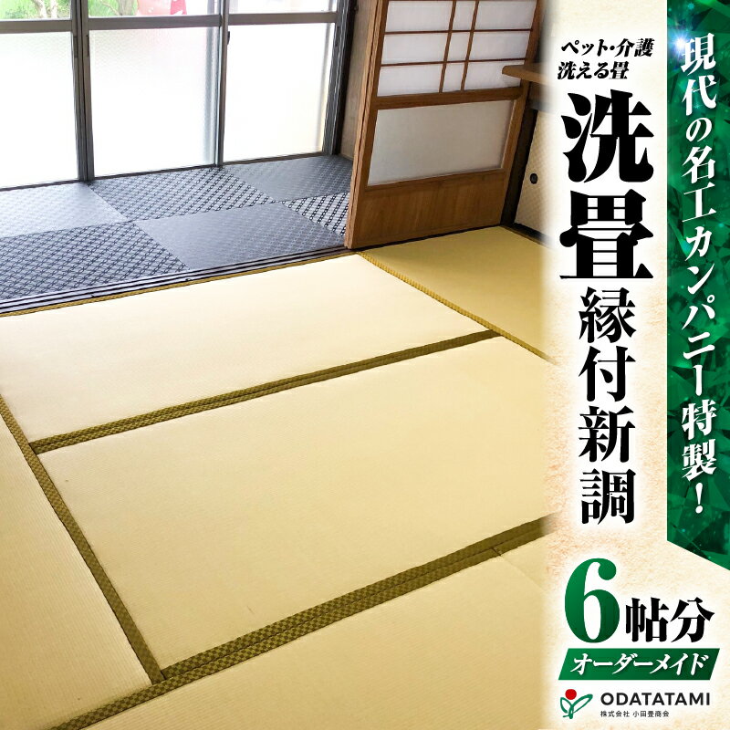 【ふるさと納税】 現代の名工カンパニー特製 ペット 介護 洗える畳 洗畳 縁付 新調 畳 1帖サイズ 6枚 6帖分 たたみ 新生活 新築 リフォーム 便利 洗える 人気 ベット畳 置き畳 ペット用 介護用 子供部屋 小田畳商会 鹿児島 鹿児島市 おすすめ ランキング プレゼント ギフト