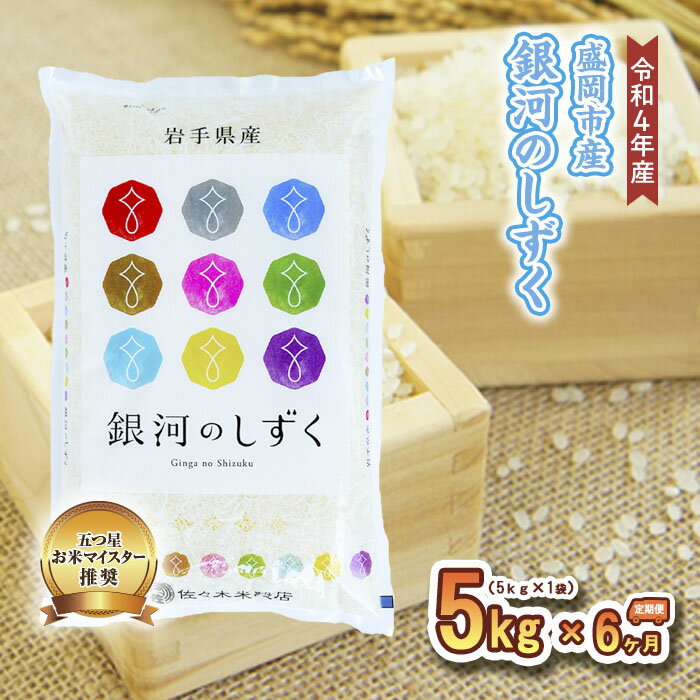 【ふるさと納税】米 定期便 6ヶ月 銀河のしずく 5kg お米 精米 白米 こめ コメ おこめ ごはん お米マイスター 推奨 ブランド米 常温 国産 岩手県 岩手 盛岡市産 定期 お楽しみ 6回