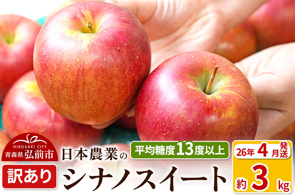 【26年4月クール便発送】りんご 平均糖度13度以上！ シナノスイート 約3kg 訳あり CA貯蔵 クール便 青森 果物 フルーツ 林檎 リンゴ くだもの 不揃い 規格外 [アップル 果物 産地直送 フルーツ 青森県 弘前市]
