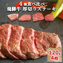 【ふるさと納税】飛騨牛 厚切りステーキ 4種 食べ比べ ！ 480g ( 120g × 4 ) 和肉 ステーキ 国産牛 こだわり 贅沢 とろける 1品 逸品 肉汁 美味しい おいしい 旨味 うま味 うまみ 旨い うまい ここだけ ボリューム BIG big ビッグ 大きい おおきい たっぷり 岐阜 北方町