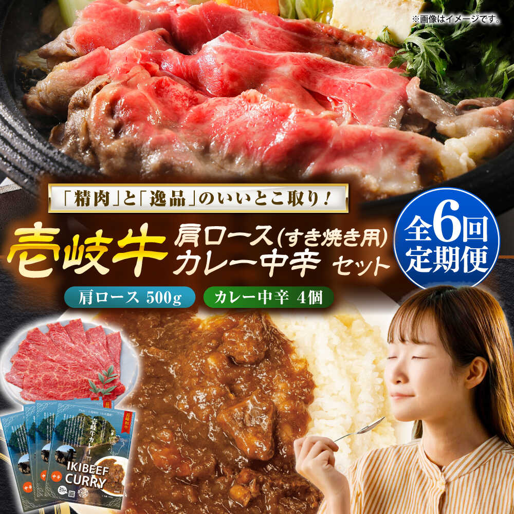 【ふるさと納税】【全6回定期便】壱岐牛肩ロース＆壱岐牛カレー中辛セット《壱岐市》【壱岐フードファクトリー】カレー ロース すき焼き 壱岐牛[JDW144]