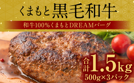 くまもと黒毛和牛 100% ハンバーグ くまもとDREAMジャンボバーグ 合計1.5kg 手作り