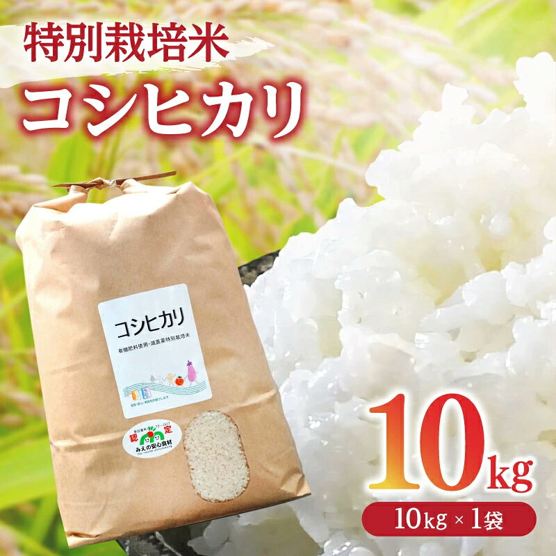 【ふるさと納税】新米 コシヒカリ＜特別栽培米＞精米 10kg ＜令和8年産＞ 有機肥料 白米 ご飯 ライス 配送前精米 注文後精米 簡易包装 エコ包装 米袋 三重県 国産 【田園】