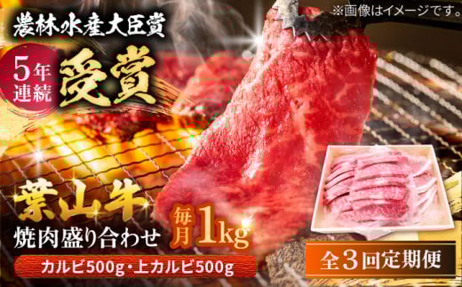 【農林水産大臣賞 5年連続受賞歴有】【全3回定期便】 葉山牛 焼肉用上カルビ500g焼肉用カルビ500g / 牛肉 牛 肉 お肉 国産 やきにく 焼き肉 カルビ かるび 上カルビ 上かるび BBQ ブランド牛 和牛 黒毛和牛 国産牛 贈答 ギフト 冷凍 葉山 定期 定期便 【有限会社葉山旭屋牛肉店】 [ASAP053]