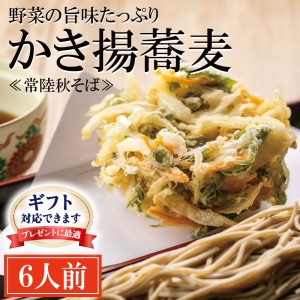 ＜ギフト熨斗対応＞ 常陸秋そば 手打ち 生蕎麦 6人前 かき揚げ付_AI054