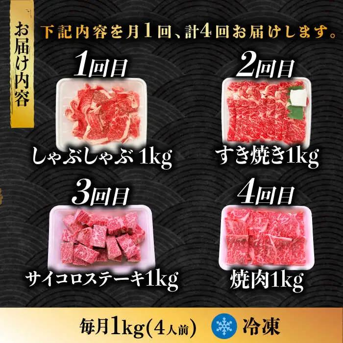 【4回定期便】 飛騨牛 プレミアム 定期便 4人前 ( しゃぶしゃぶ × すき焼き × サイコロステーキ × 焼肉 ) 各1kg[TAZ048]しゃぶしゃぶ