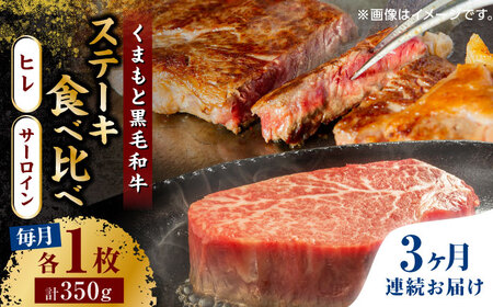 【3回定期便】くまもと黒毛和牛 ステーキ食べ比べ ヒレステーキ サーロインステーキ【馬刺しの郷 民守】食べ比べセット ヒレ サーロイン ステーキ [ZBL057]