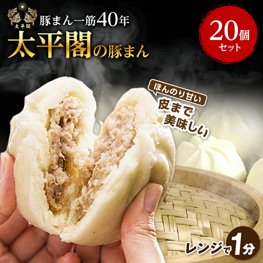 【ふるさと納税】本場中国の味　太平閣の豚まん　20個_ 肉まん 豚まん 中華まん 中華 九州 グルメ お取り寄せ 福岡 福岡県 大野城市 人気 ふるさと 【配送不可地域：離島】【1075360】