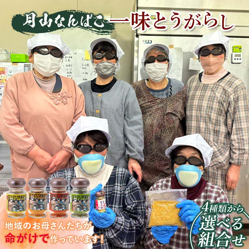 【ふるさと納税】山形県 西川町産 唐辛子使用！ 月山なんばこ《4種類から選べる組合せ》 調味料 食品 スパイス 唐辛子 とうがらし 辛い 手作り 命がけ 山形県 西川町 月山 FYN9-733var