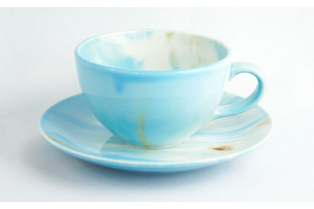 【美濃焼】Marble カップソーサー 2客セット （ピンク・スカイ）【佐橋製陶所】≪土岐市≫ 食器 マグカップ コップ プレート ティーセット マーブル ペア 夫婦 新生活 かわいい おしゃれ カラ
