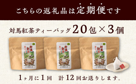 【全12回定期便】対馬紅茶 ティーバッグ 20包入×3袋 対馬 紅茶 お茶 ティー べにふうき茶葉 フルーティー  [WBE009]