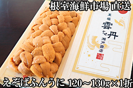 根室海鮮市場＜直送＞エゾバフンウニ(黄系)120～130g×1折 B-28102