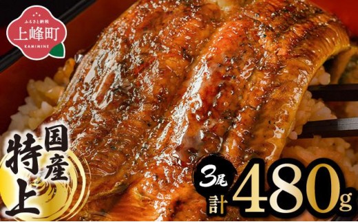 
                  【配送時期が選べる】『国産』うなぎ蒲焼 3尾 計480g [B-1125-PE]
                