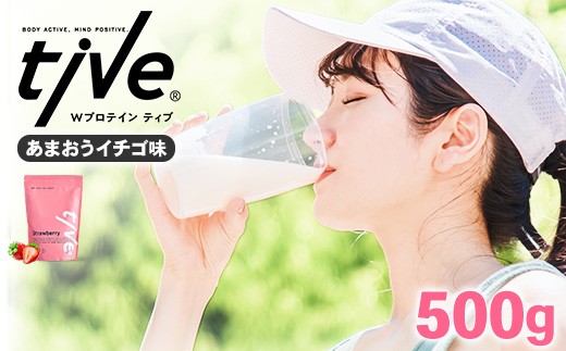 ＜選べる＞ プロテイン あまおうイチゴ味(500g) tive ホエイ ソイ ダブルプロテイン 人工着色料・保存料不使用 グルテンフリー たんぱく質含有量73％ アミノ酸スコア100 ダイエット コラーゲン ヒアルロン酸 送料無料【man229-B】【味源】