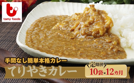 【定期便12ヵ月】てりやきカレー 180g×10袋 訳あり | カレー かれー 訳あり てりやきカレー 冷凍カレー カレー 時短 レンチン 冷凍食品 保存食 常備食 ギフト プレゼント 自宅用 本格 中辛 甘口 子供 お子様カレー たまねぎ おいしい おすすめ 人気 タミー食品 埼玉県 所沢市