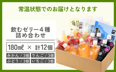 飲むゼリー詰め合わせ12個入り みかん・りんご・ぶどう・いちご(各180ml)[m01-a022]