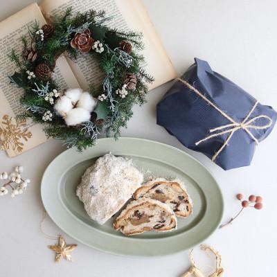 ふるさと納税 上富良野町 富良野花七曜 クリスマスリース &amp; シュトーレン クリスマスギフトセット プリザーブドフラワー