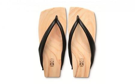 下駄　茶人 SA-05 スムース革/ブラック Mサイズ