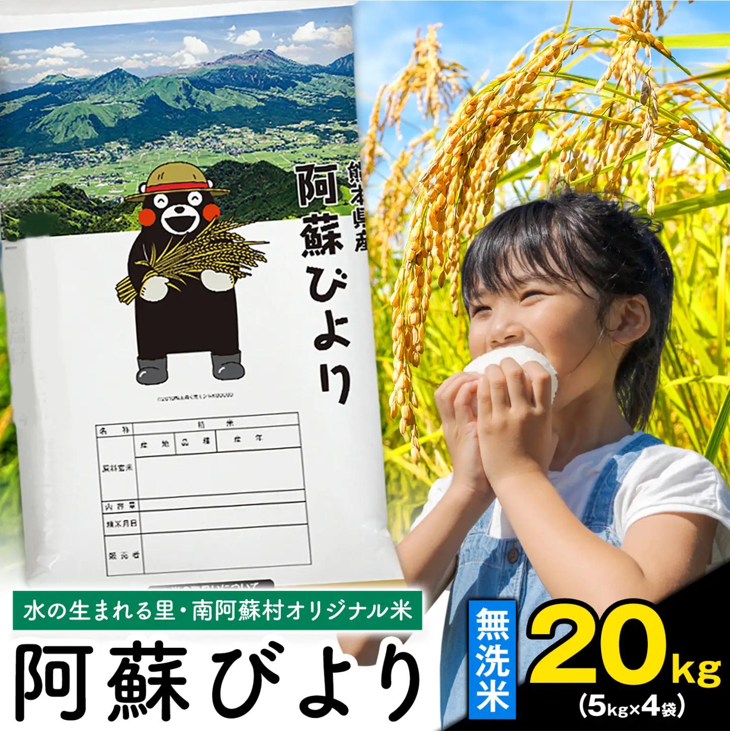 無洗米 阿蘇びより 20kg (5kg×4袋) 無洗