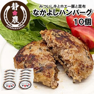 ふるさと納税 新ひだか町 静農ブランド みついし牛なかよしハンバーグ 10個