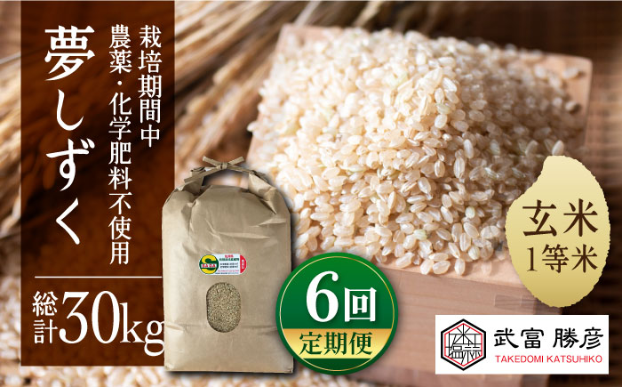 【全6回定期便】江北町産 1等米 夢しずく 玄米5kg（特別栽培米）【葦農】 [HAJ017]