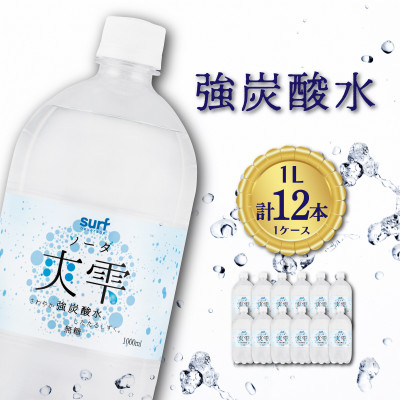 
＜毎月定期便＞サーフ　爽雫(ソーダ)強炭酸水1L×12本　1ケース　国産炭酸水全6回_ 定期便 定期 炭酸 炭酸水 炭酸飲料 強炭酸 ソーダ レモン 1L 山梨県 山梨市 ふるさと 【4050651】
