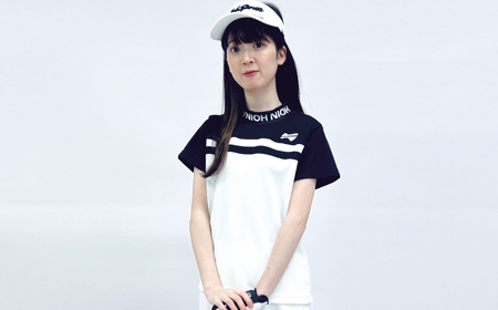 【2025年春新発売】マイクロタフレッチ レディース ロゴカラーモックネックシャツ/ブラック/LLサイズ ゴルフウェア ゴルフ レディース ロゴカラー モックネック 黒 おしゃれ コーデ【124035