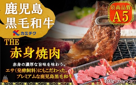 A5ランク THE鹿児島黒毛和牛赤身焼肉400g（200g×2P） ( 鹿児島黒毛和牛 A5 牛肉 ビーフ 贅沢 極上 こだわり プレミアム 徳之島 鹿児島 美味しい 赤身 脂身 カミチク ステーキ 焼肉 BBQ 赤身 )