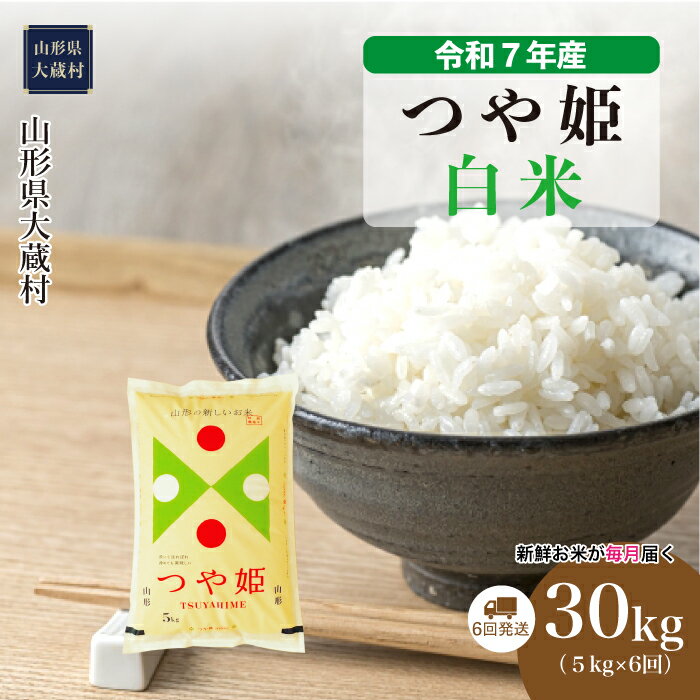 【ふるさと納税】＜令和7年産米＞ 大蔵村 つや姫 ＜白米＞ 30kg定期便（5kg×6回お届け）