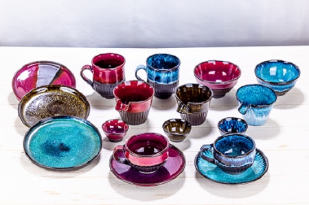 陶芸品 摩周 北創窯 マグカップ（丸底・一色）【青】 3132