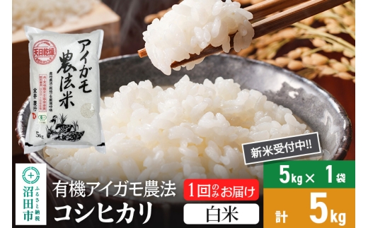 【白米】令和7年産 新米受付 有機アイガモ農法コシヒカリ 5kg×1袋 金井農園