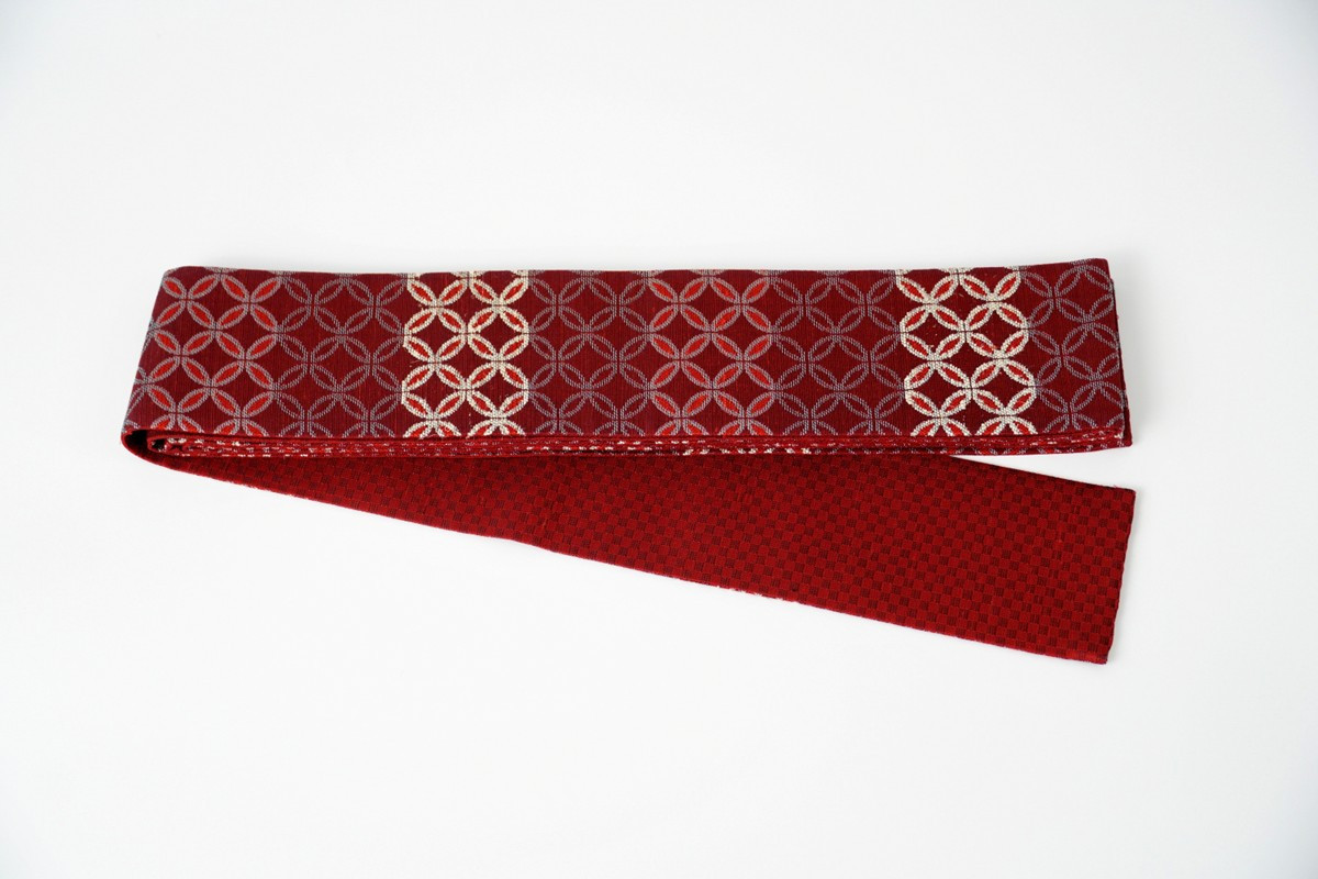 
丹後の藤布 角帯 「七宝」（赤）
