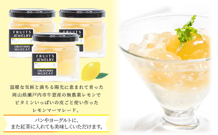 FRUITS JEWELRY 岡山 レモン マーマレード 120g×3個 セット （ 瀬戸内市 牛窓産 レモン使用） ジャム 無添加 皮ごと ビタミン フルーツジャム パン 塗る つける ヨーグルト 